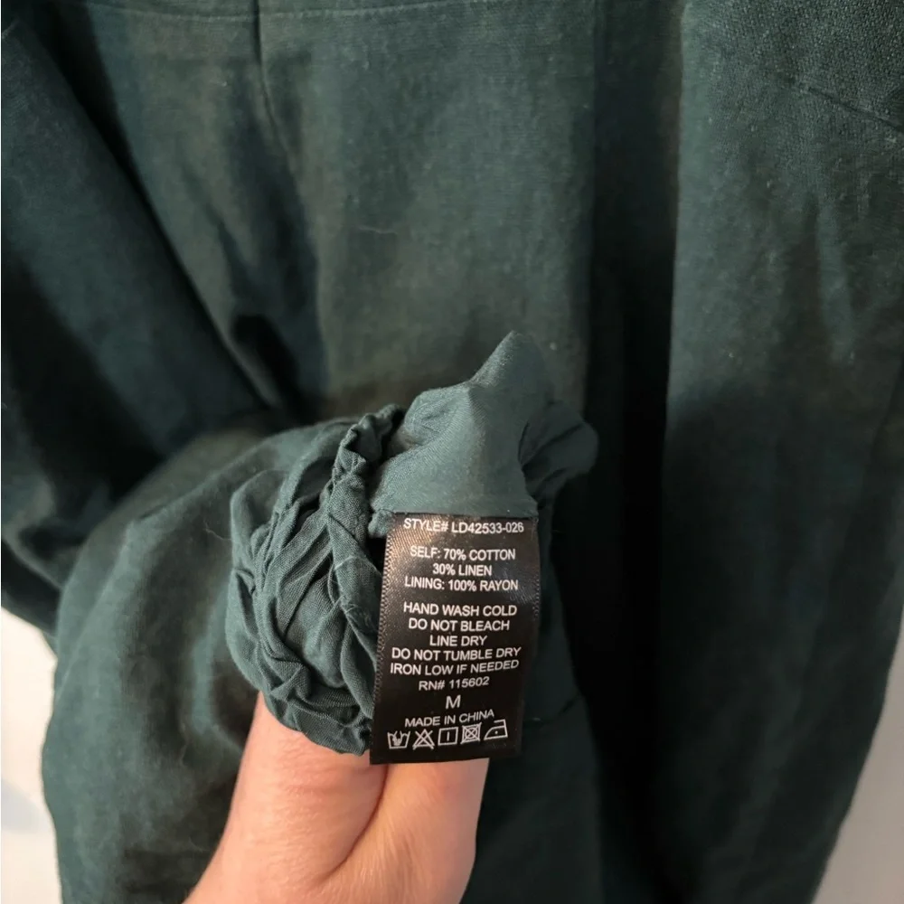 Green Buttoned Front Romantic Quiet Luxury Feminine Chic Midi Dress - Picture 5 of 5